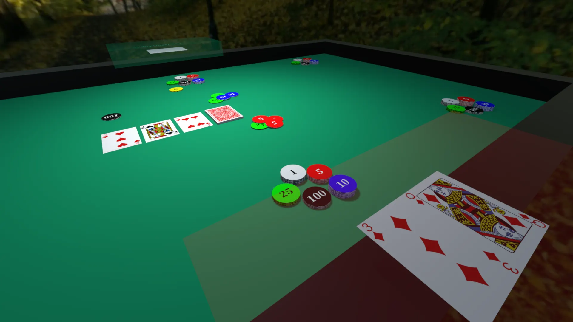 An example of placing cards in your hand.