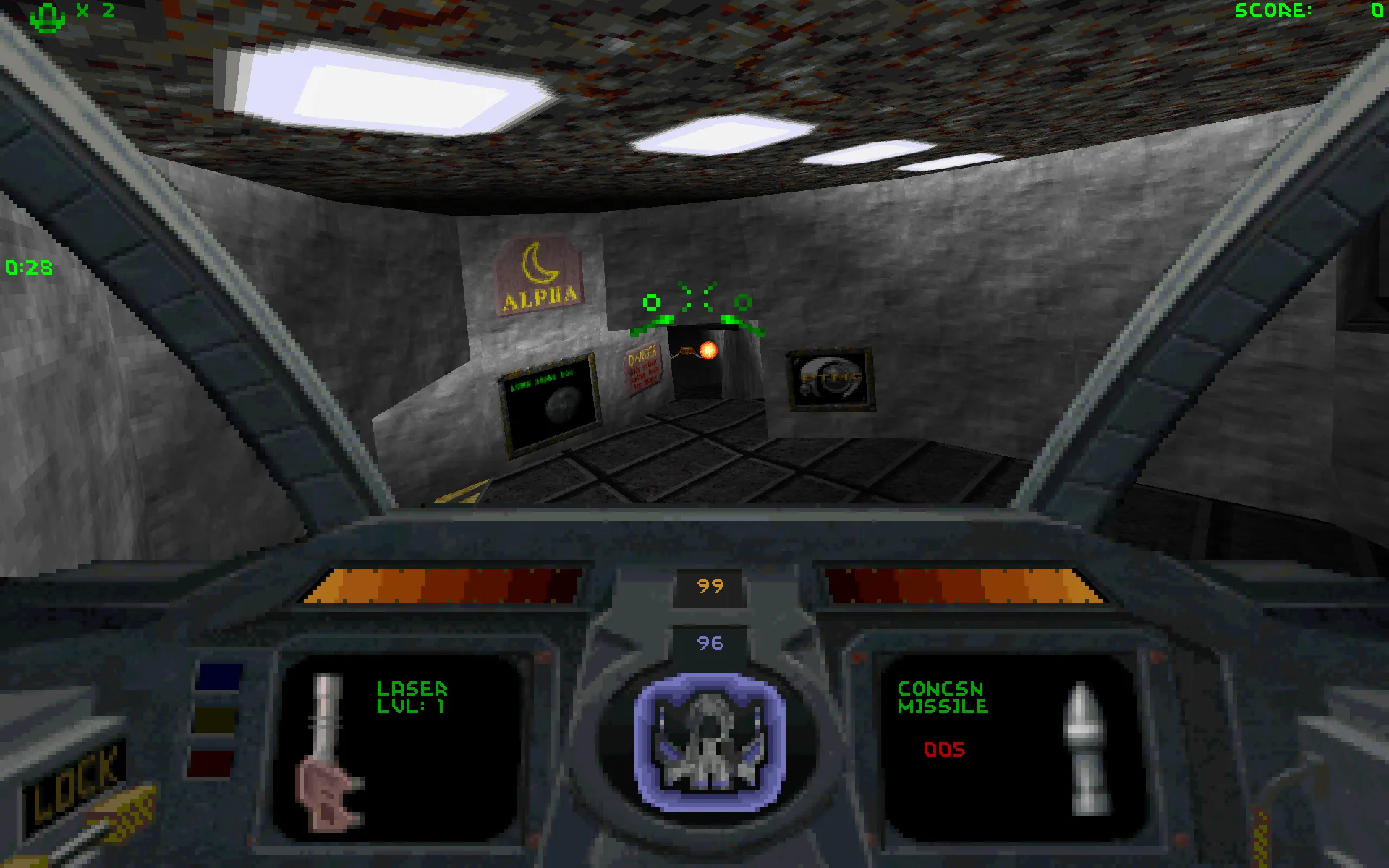 "Retro mode": the default graphics setup, like the original game but in high resolution
