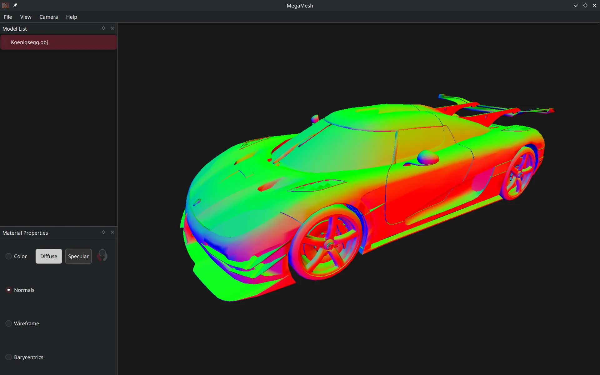 Rendring a car in normals mode