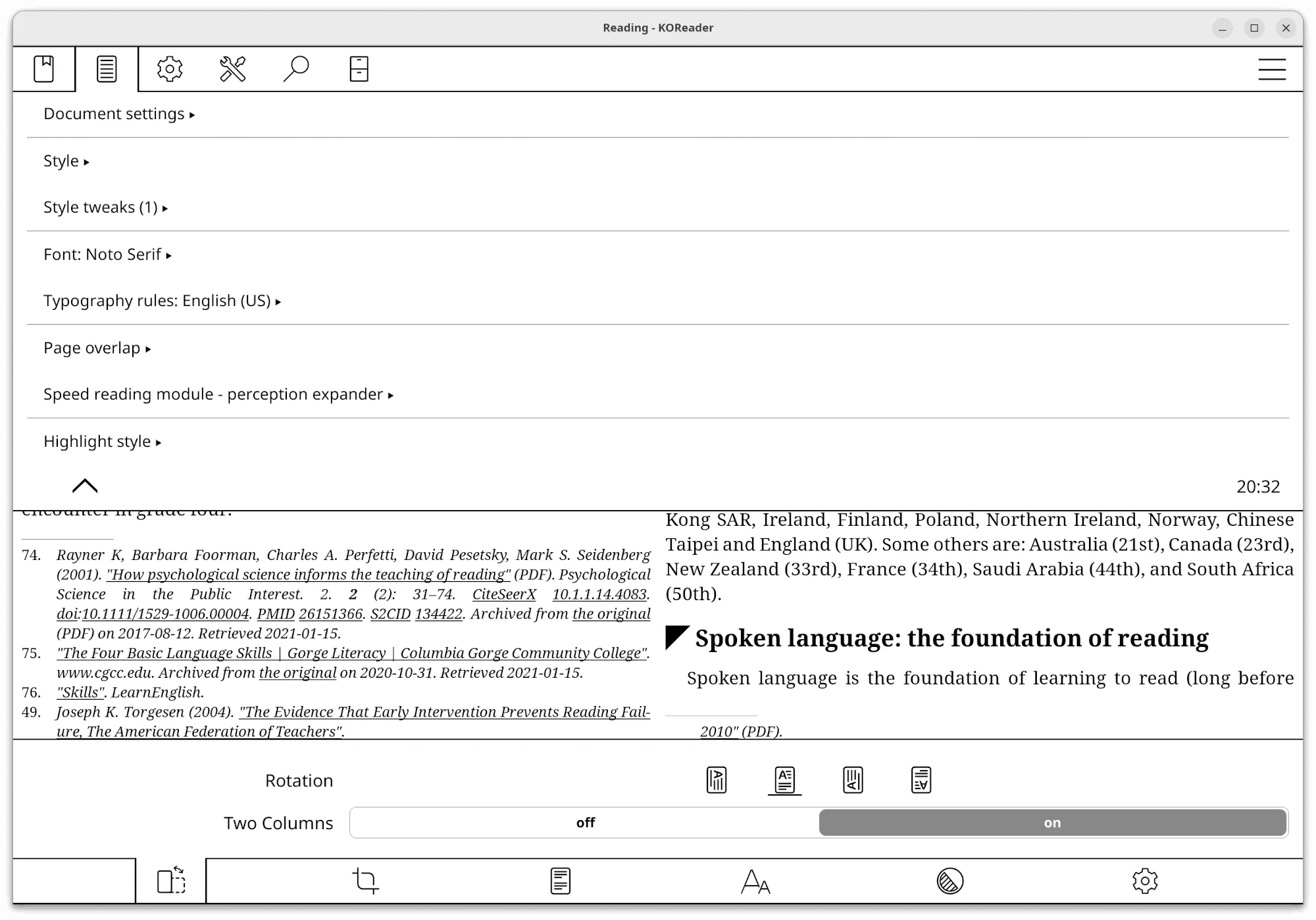 Document menu.