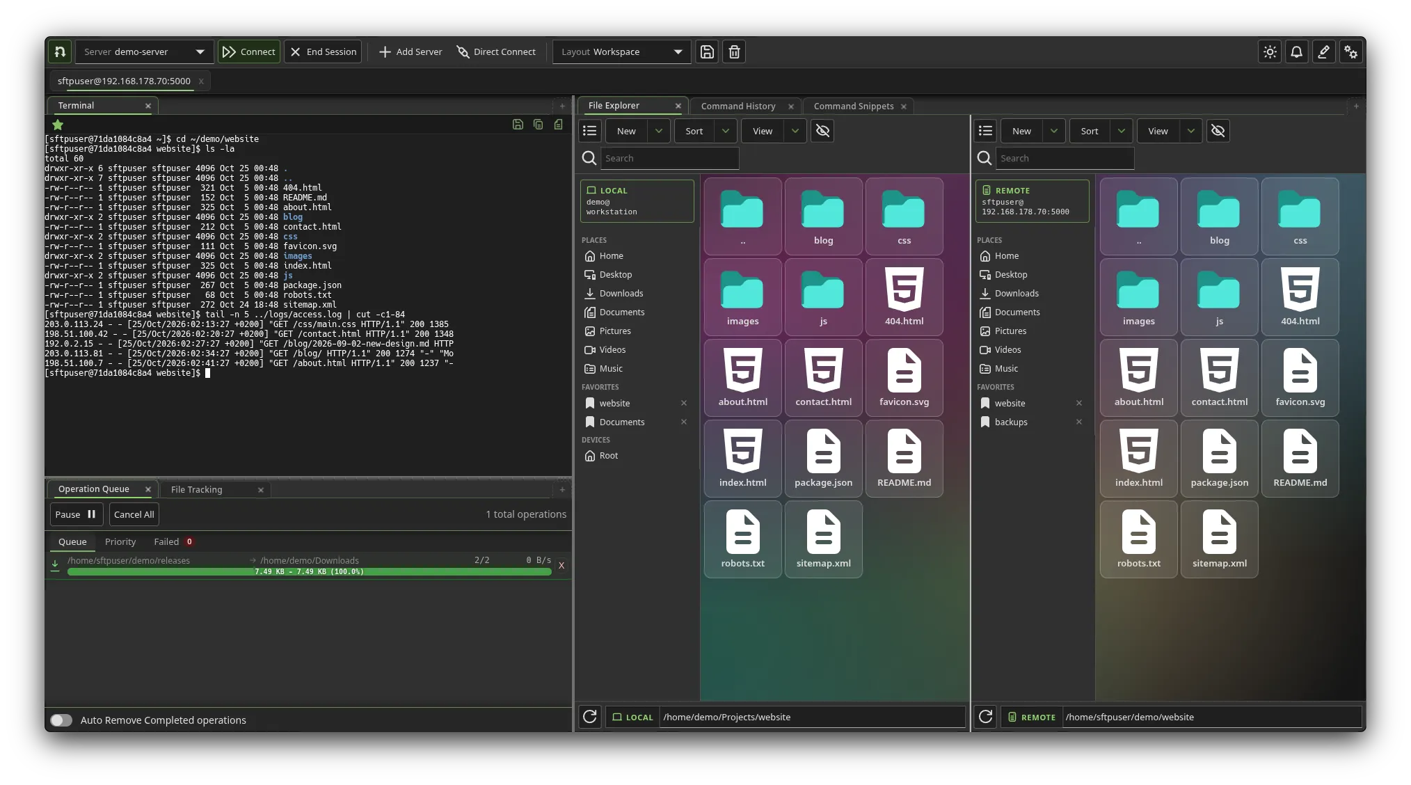 nui-sftp Main Window