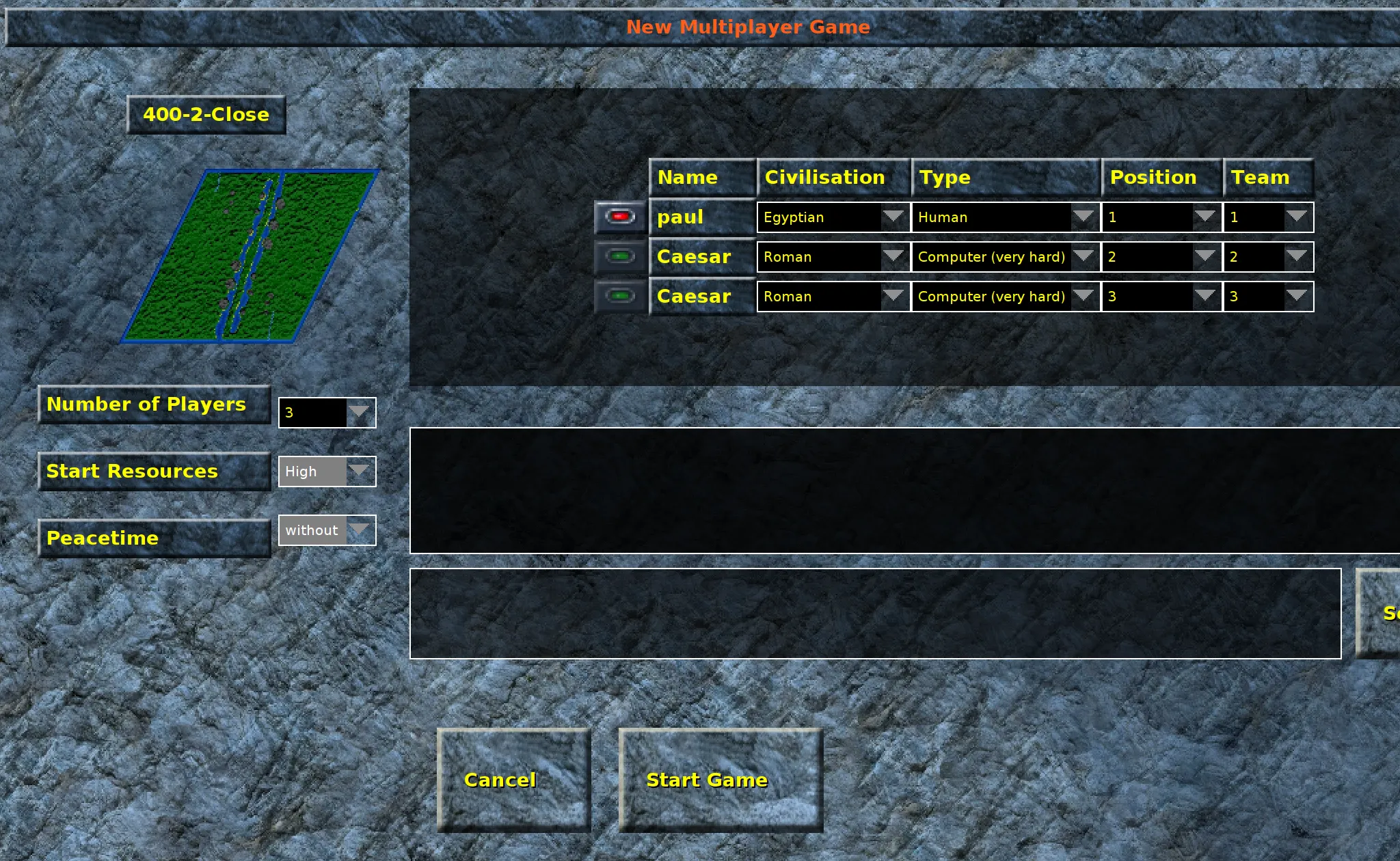 Multiplayer menu