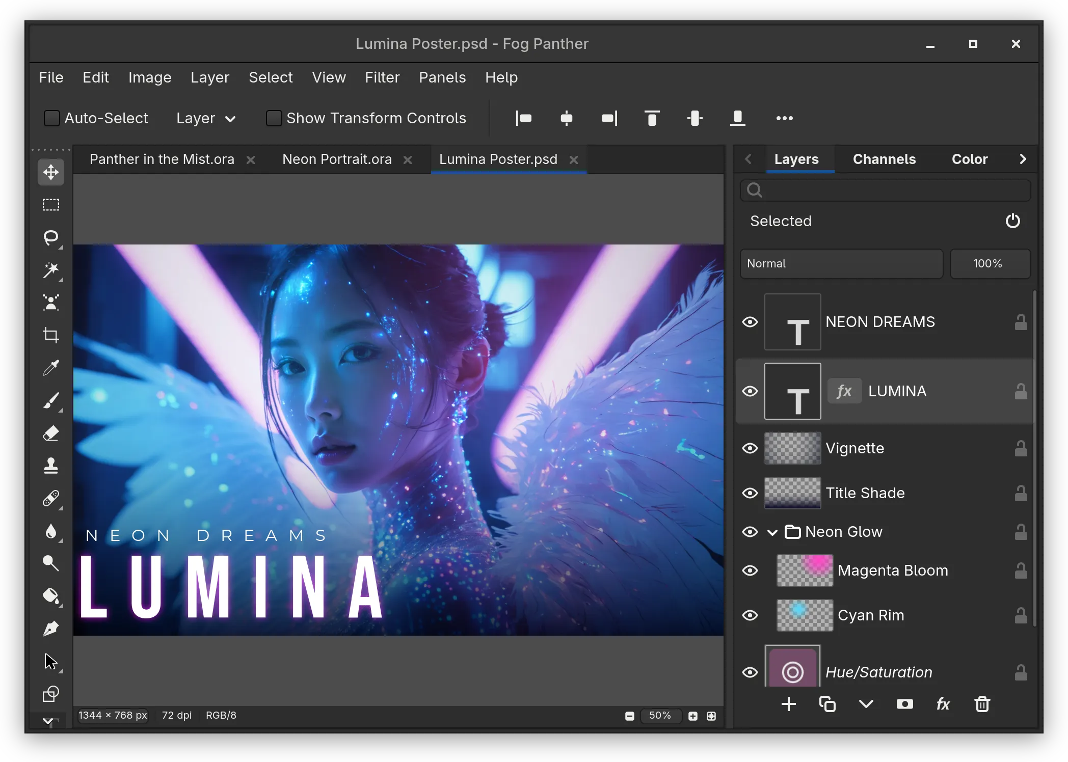 Poster design with editable text, layer effects and layer groups