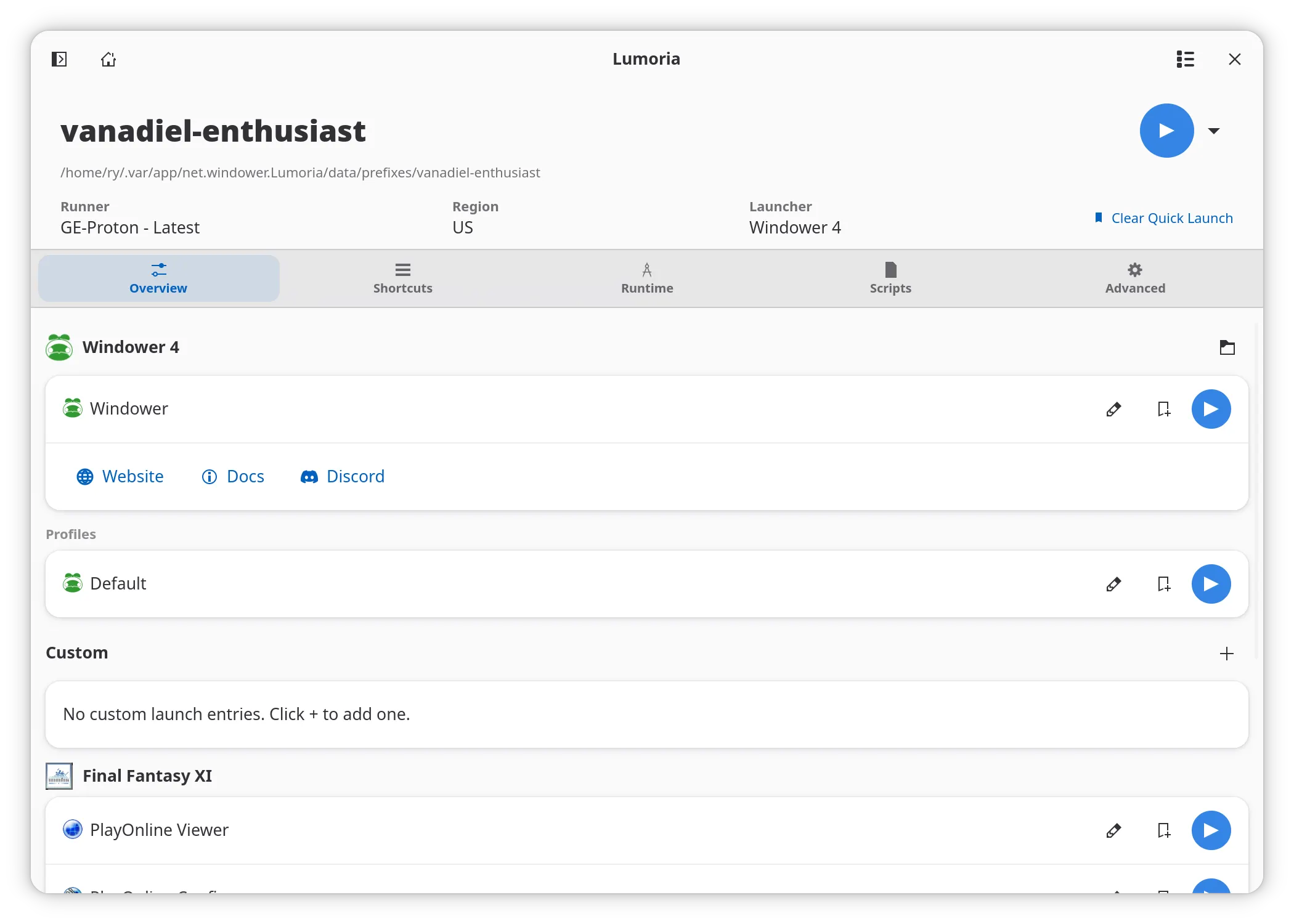 The main interface of Lumoria
