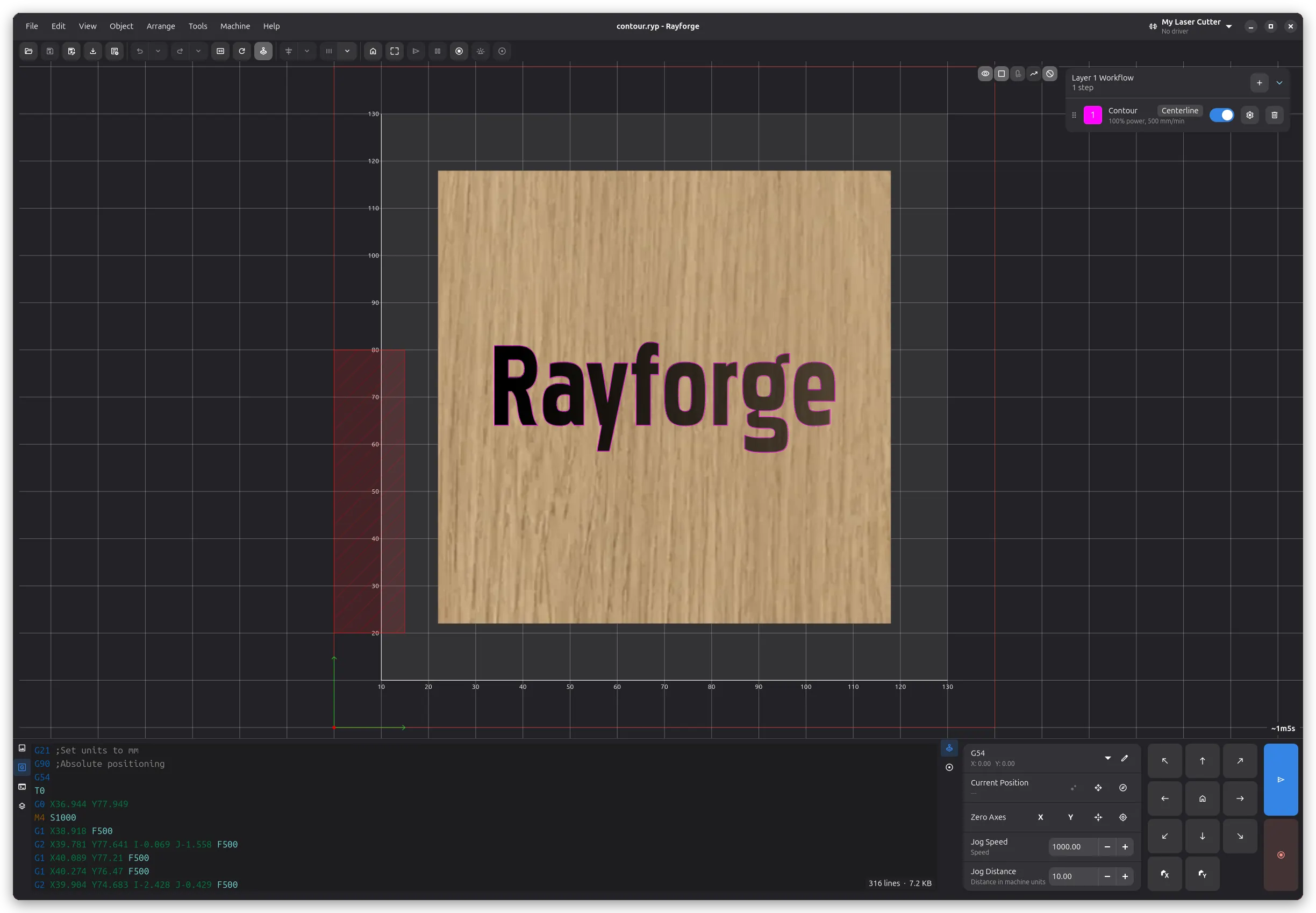 The main window of Rayforge.
