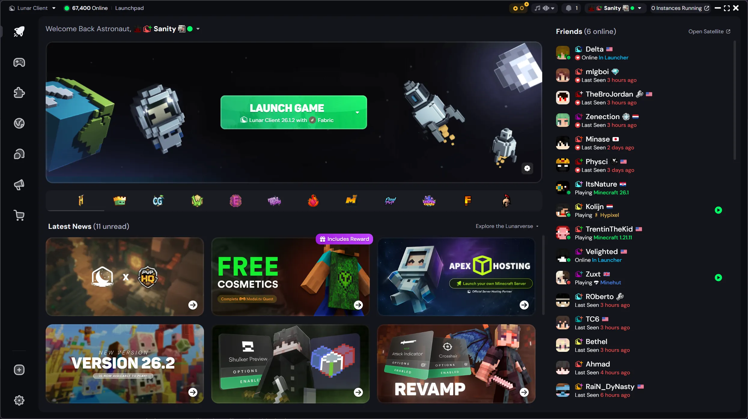 Launcher main menu