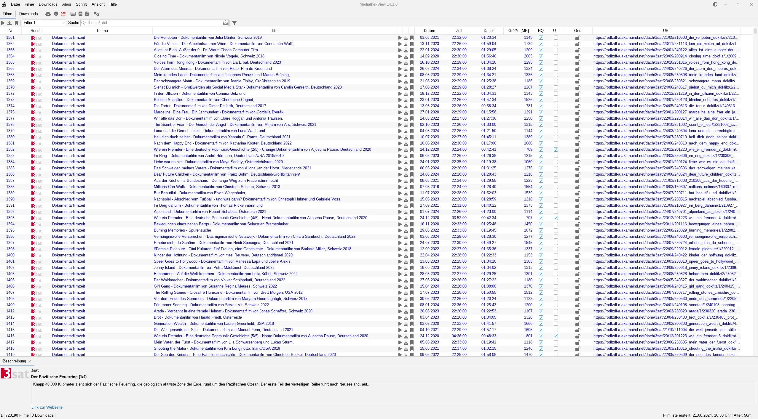The movie list upon first launch