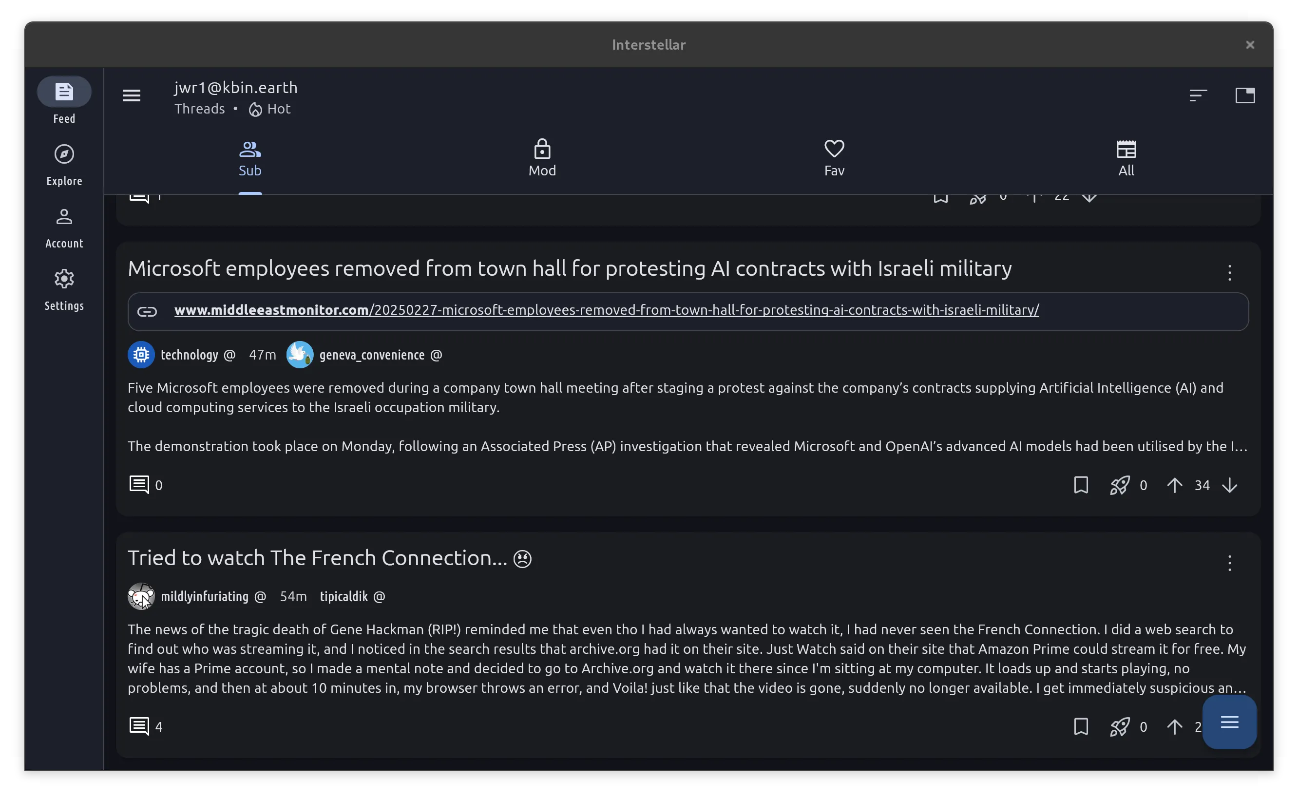 Feed view of subscribed magazines