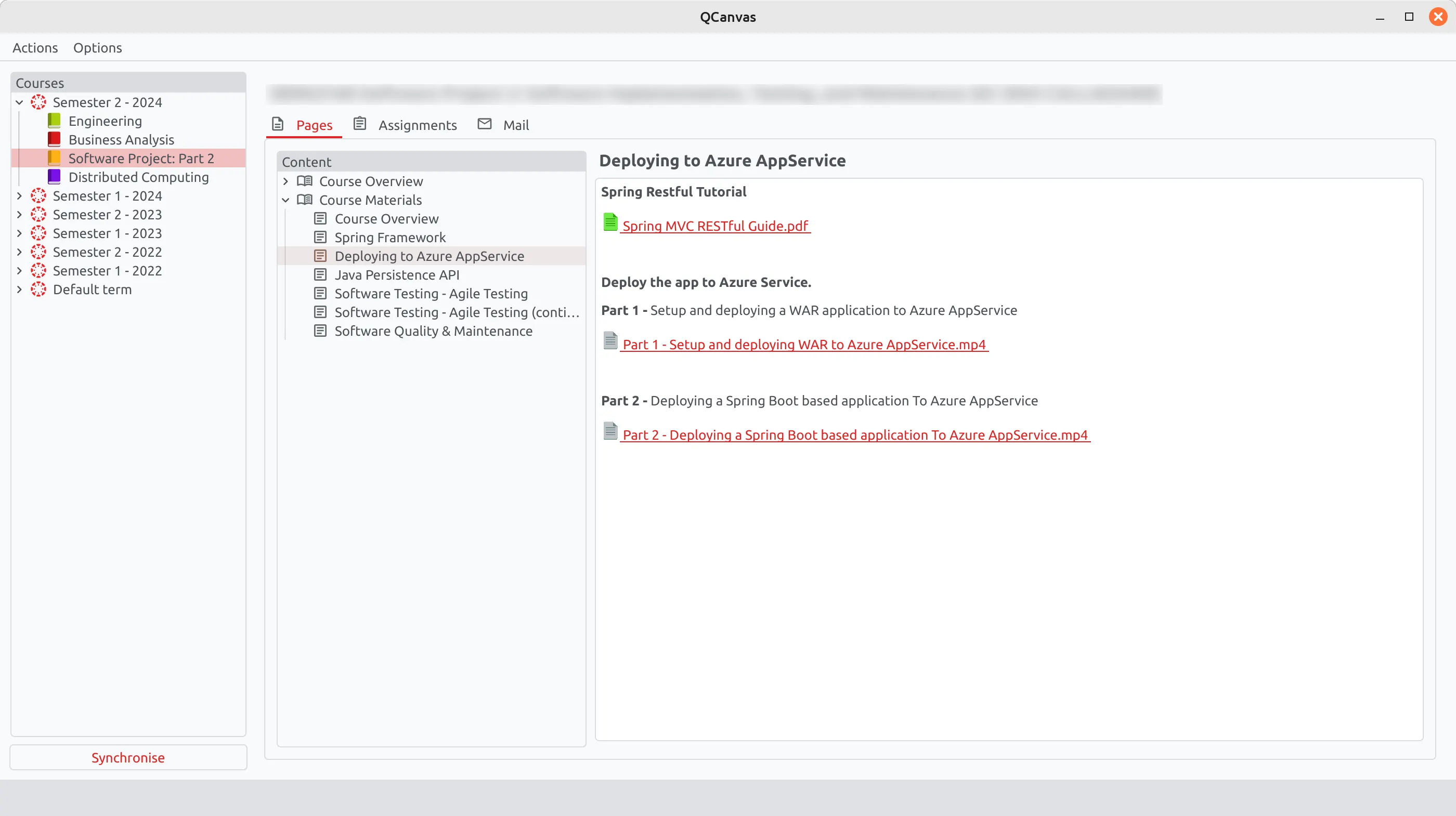 View your course pages. Click on files to download and open them. They can optionally be downloaded automatically