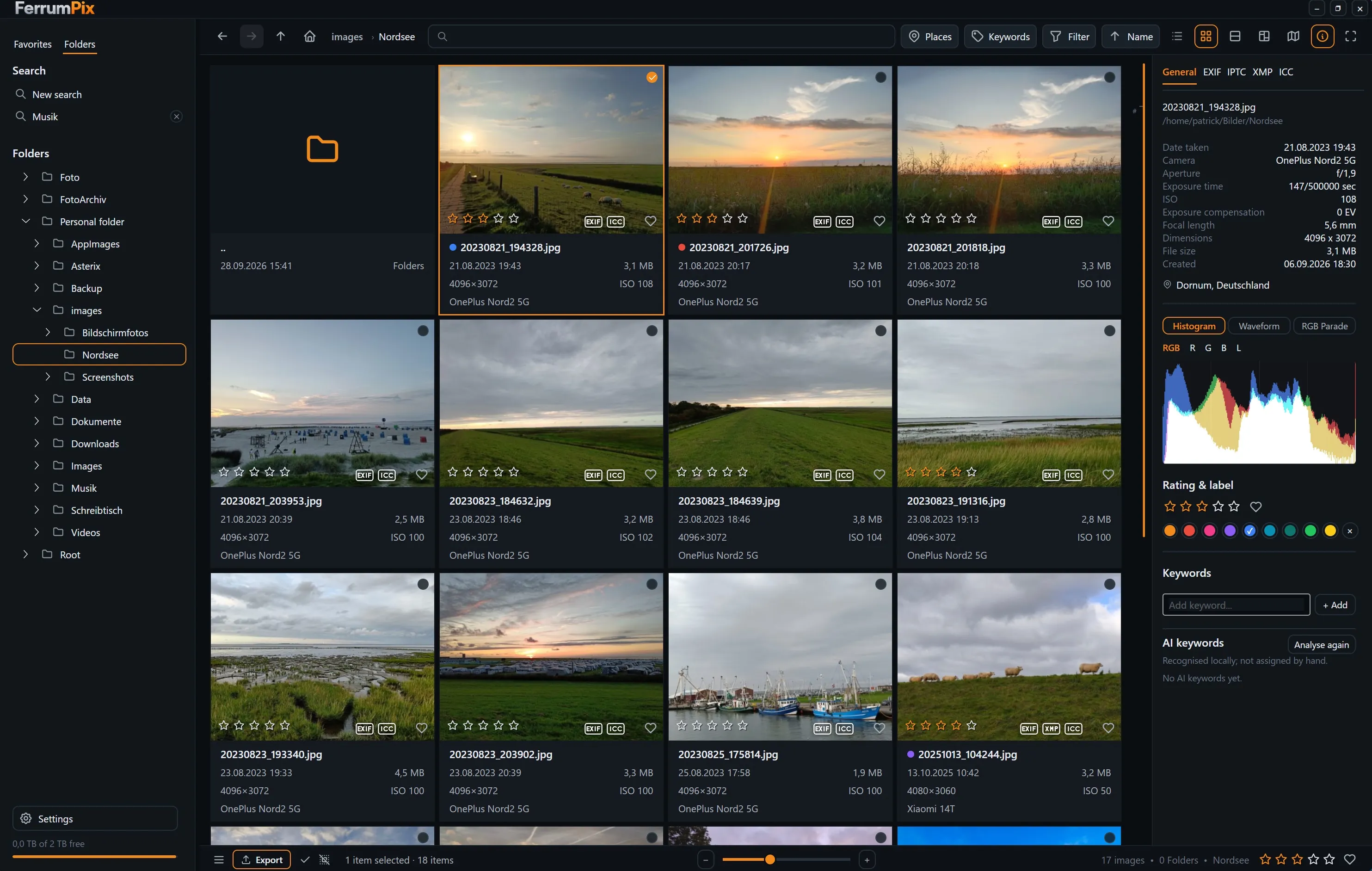 Gallery view showing the photo catalog