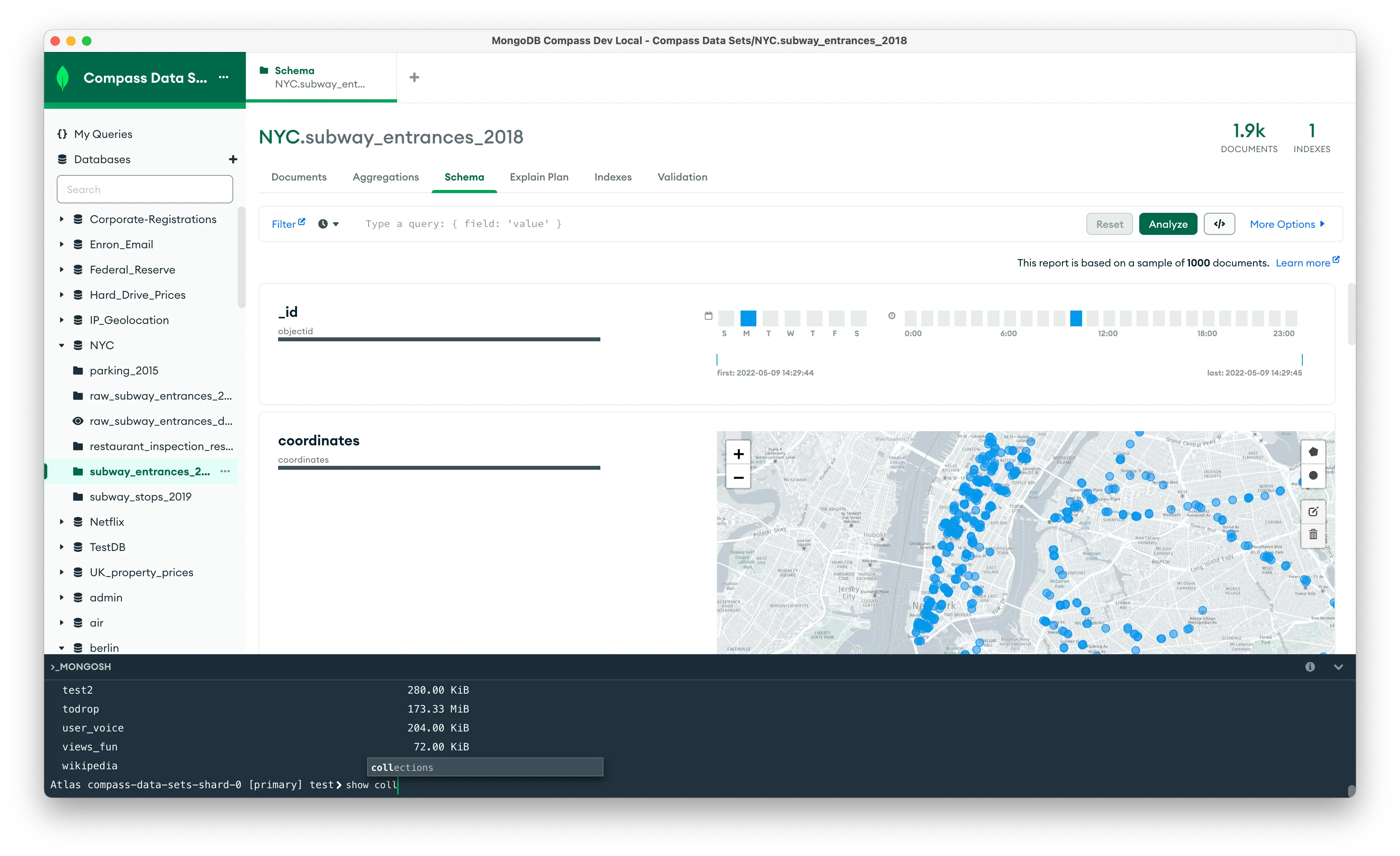 Build aggregation pipelines in the Compass main window.