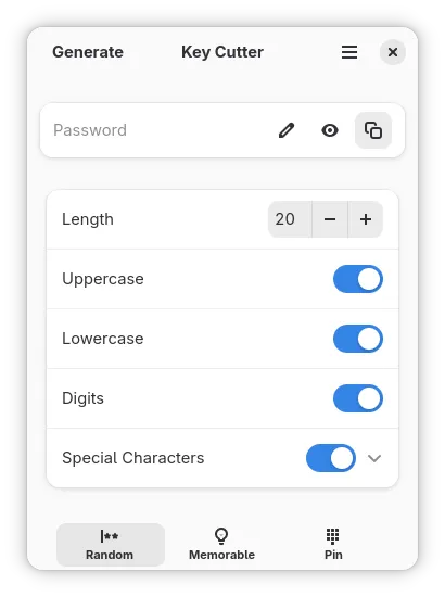 The Key Cutter window in light mode