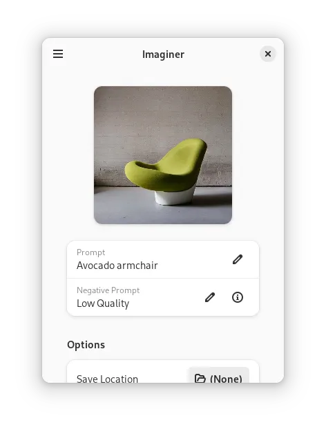 Imaginer main UI