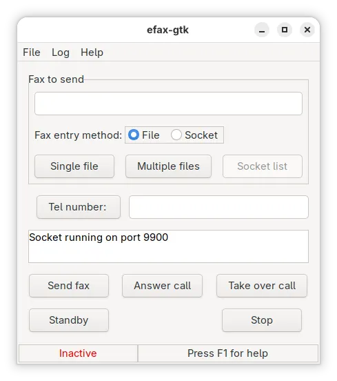 Efax Gtk main window
