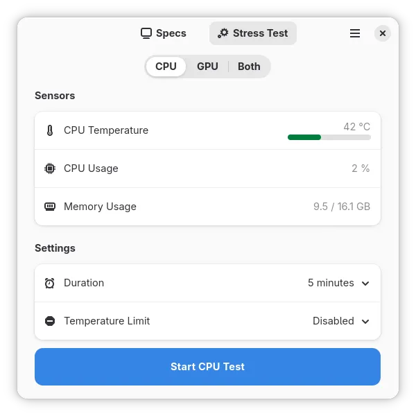 Stress test dashboard with live monitoring