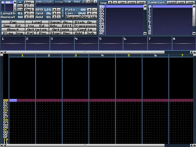 MilkyTracker sequencer screen