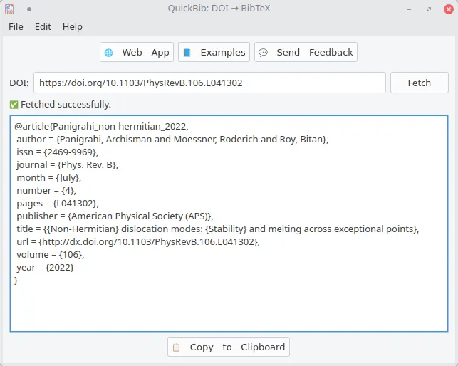 BibTeX obtained from DOI link (default settings)