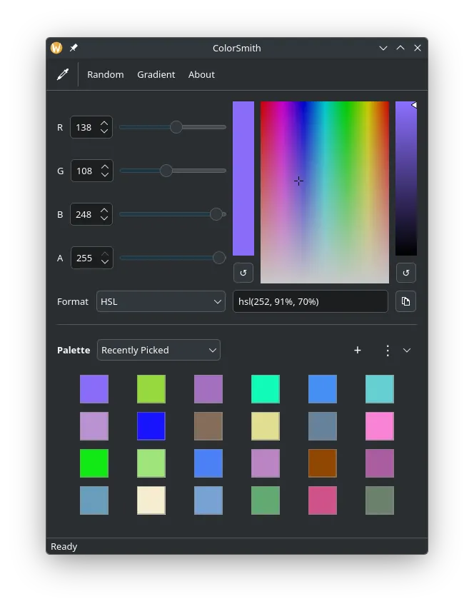 Main window showing color management interface