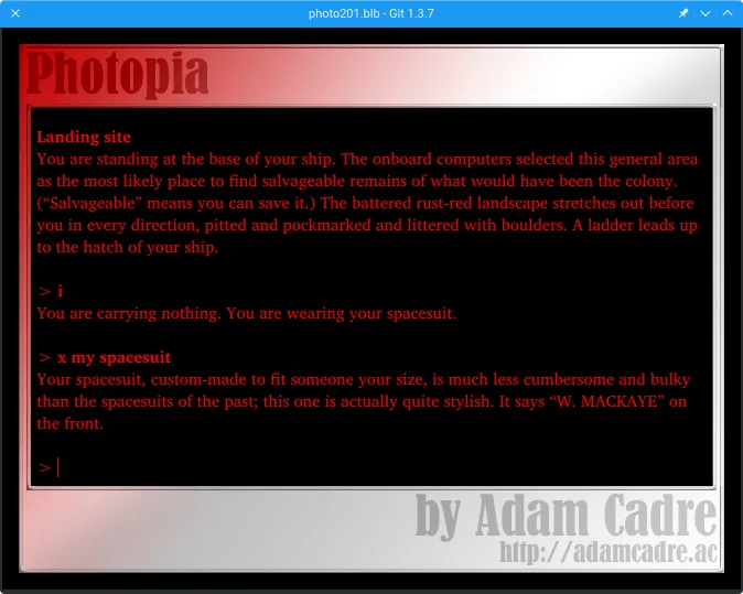 Photopia running under the Git interpreter