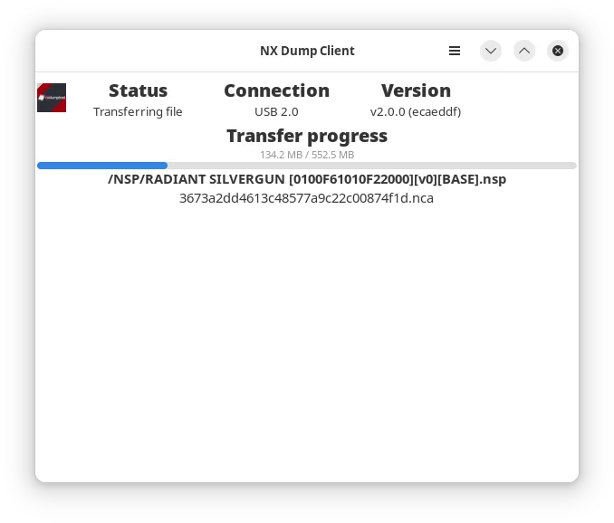 NX Dump Tool receiving a file