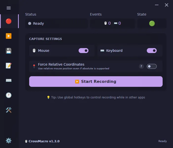 Record mouse and keyboard macros