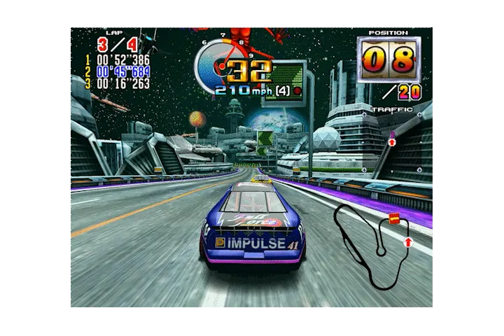 Daytona USA 2 gameplay. Copyright (c) SEGA