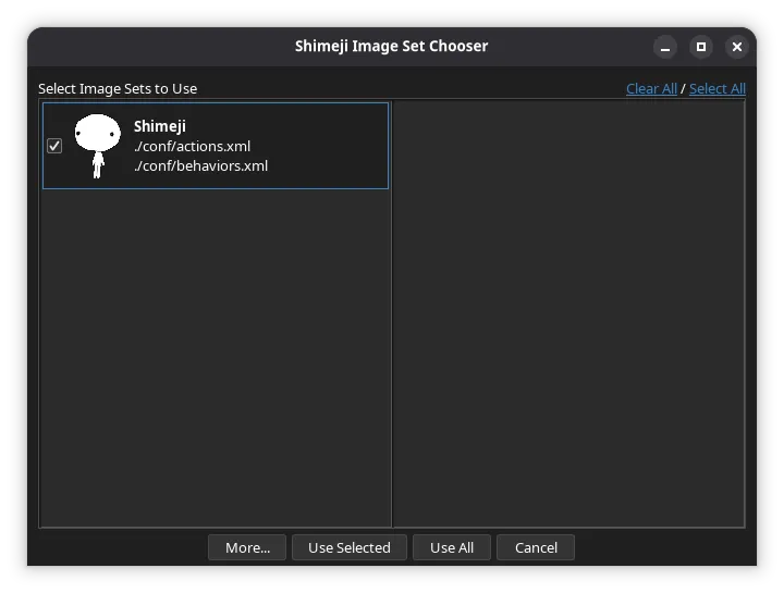 The ShimeLinux image set chooser