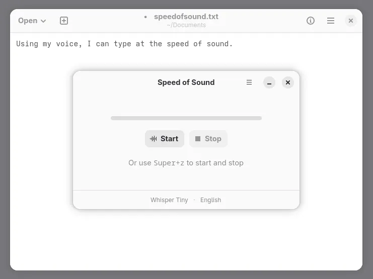 Voice typing into the default text editor