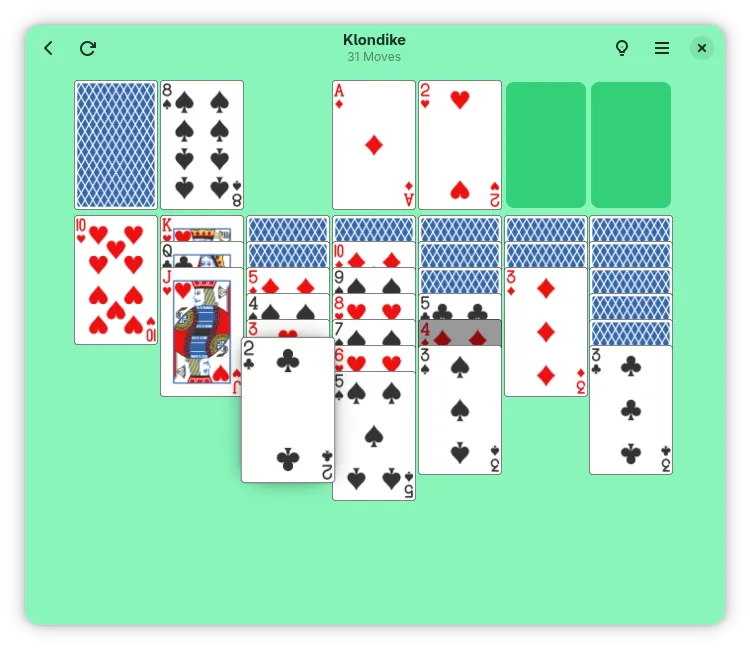 Playing a game of Klondike (solitaire)