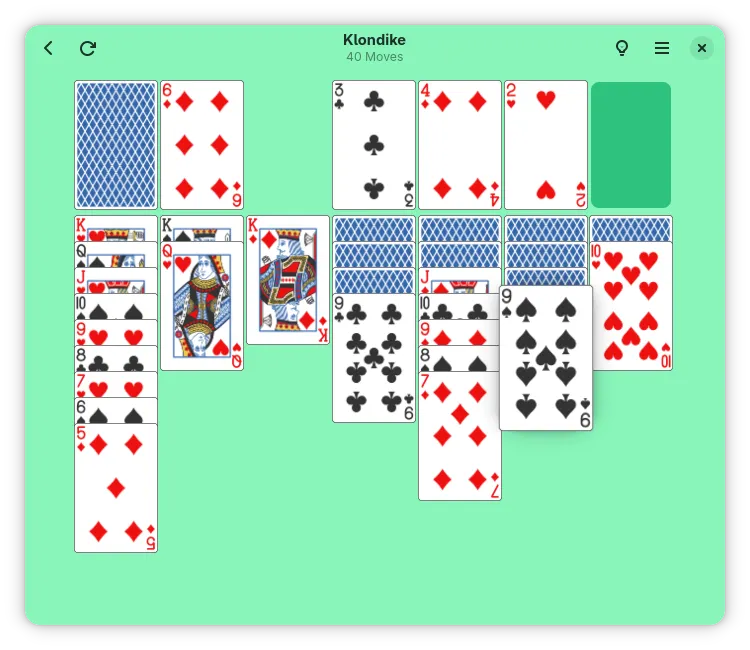 Playing a game of Klondike (solitaire)