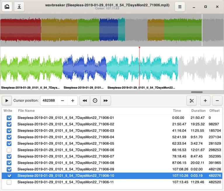 Splitting an audio file into multiple parts