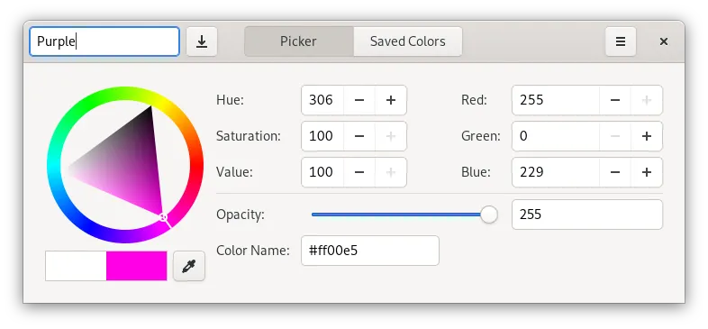 The picker and the color palette