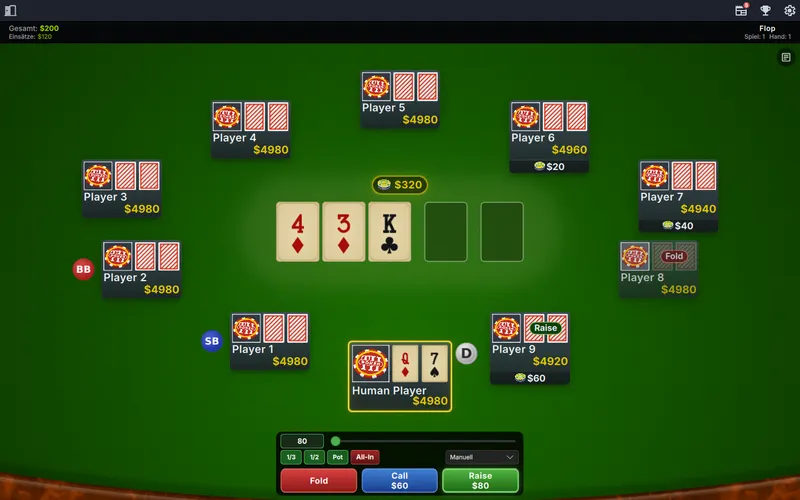 Poker table with the default style