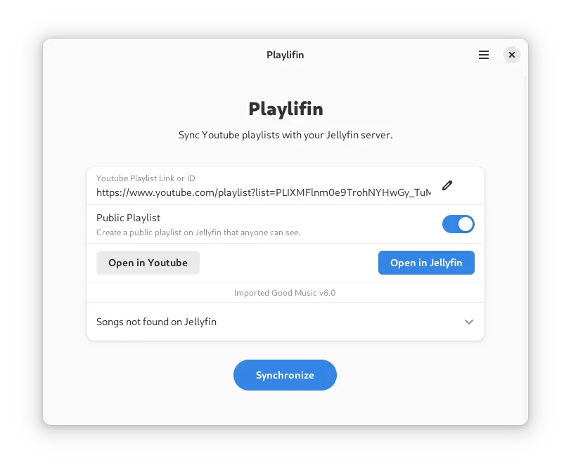 The main window with an imported playlist
