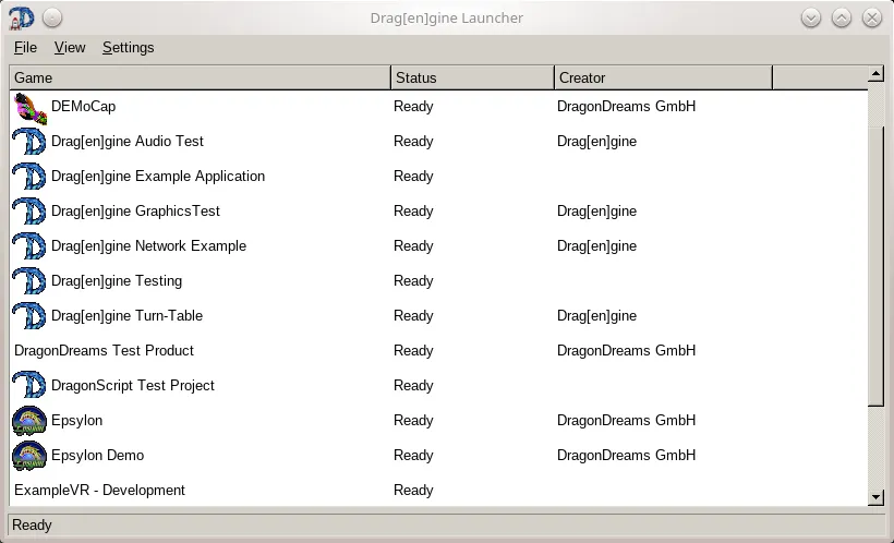 Gui launcher window.