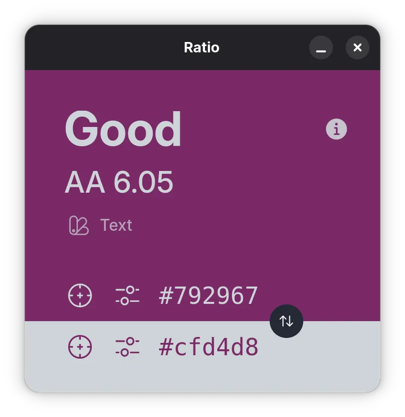 The main screen where colors are selected and tested.