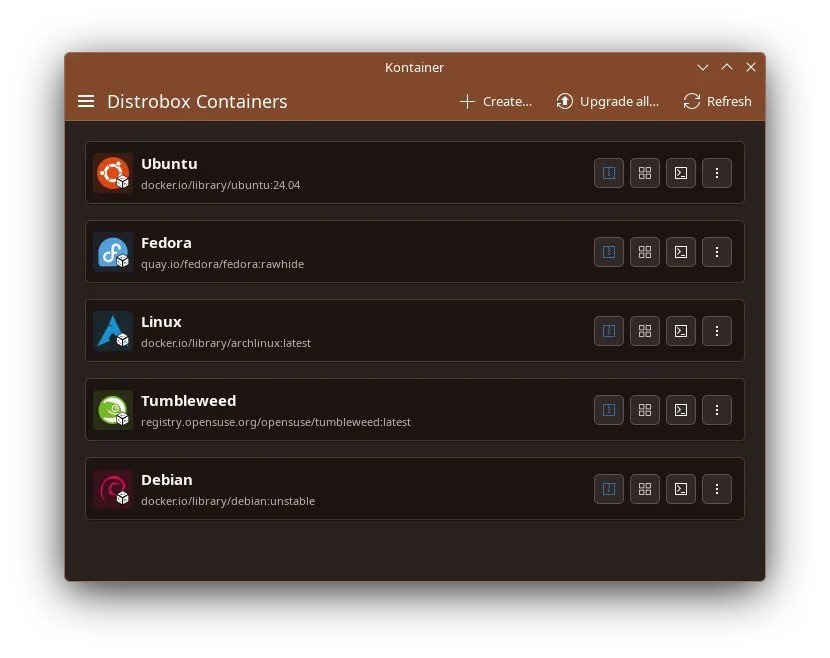 Kontainer main window