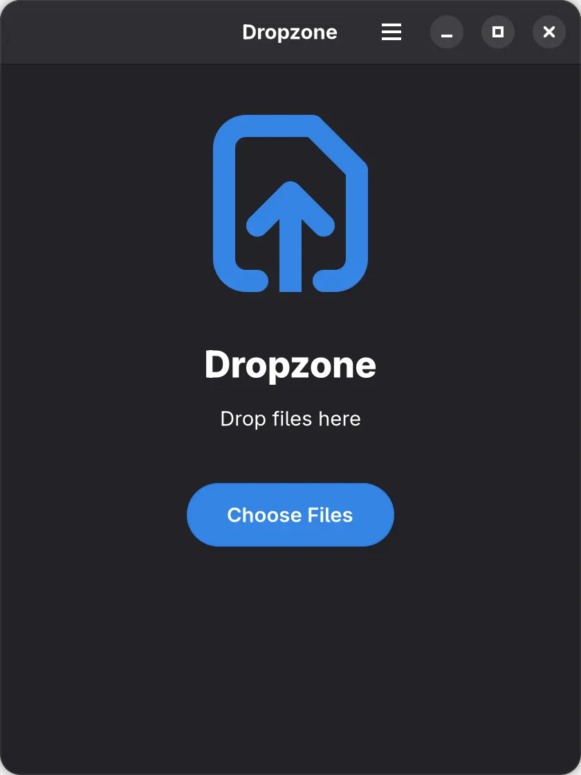 Choose or drag files to share over the local network