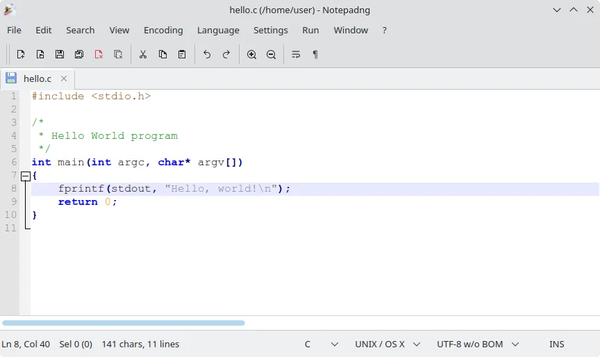 Editor main window