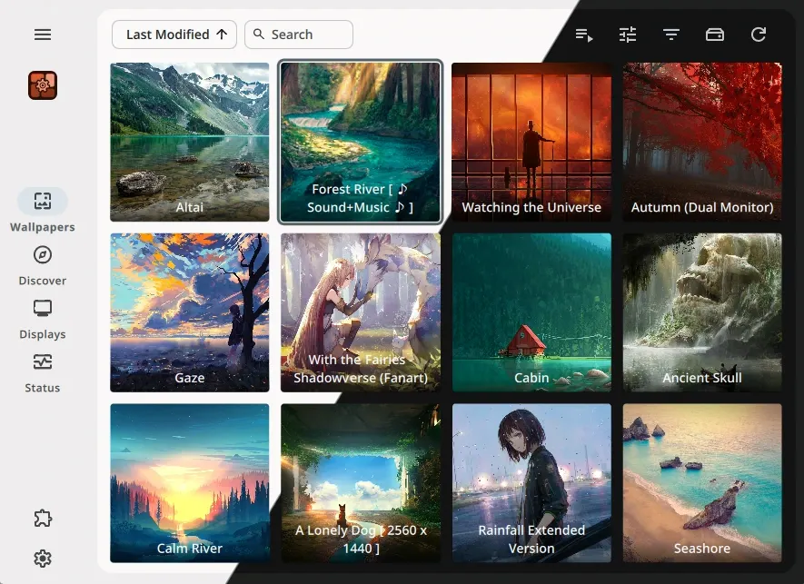 Wallpaper library in light and dark themes