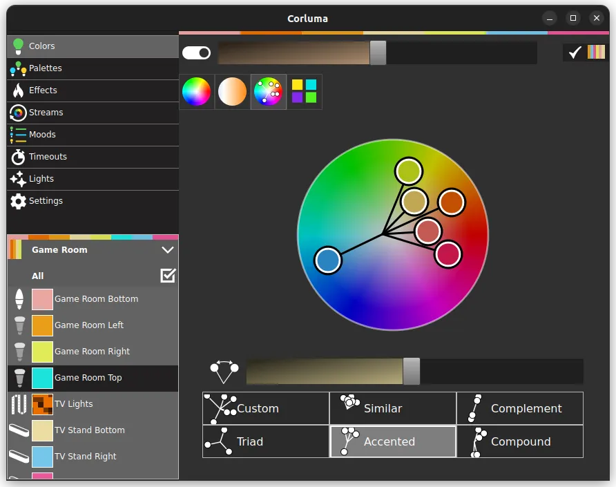 Choose colors using pickers or swatches