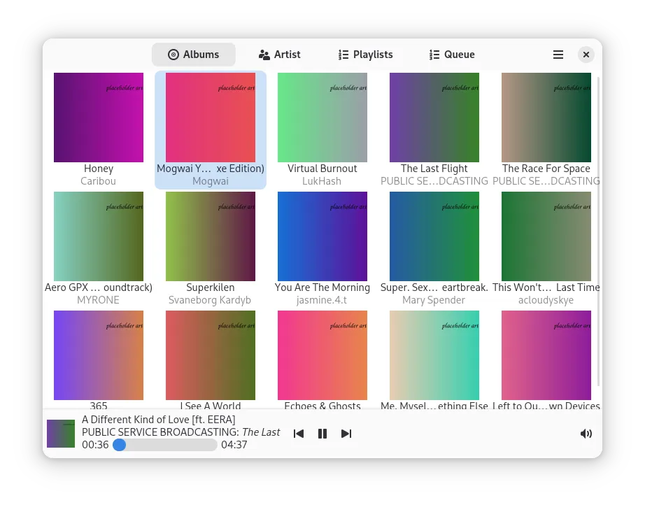 Screenshot of the album view of NextGroove