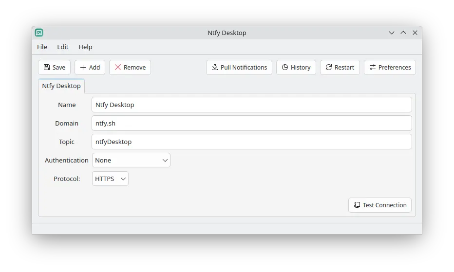 The main window of the app