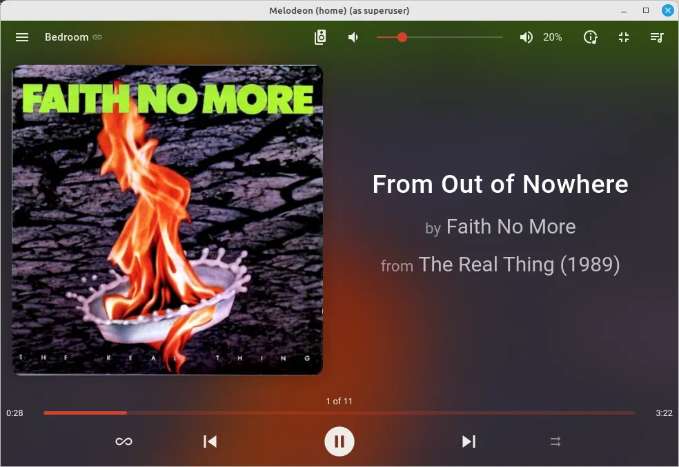 Now playing screen
