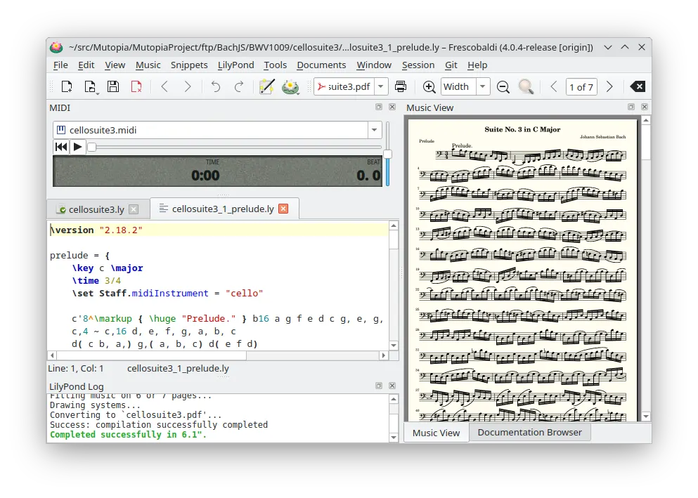 Text editor and music view