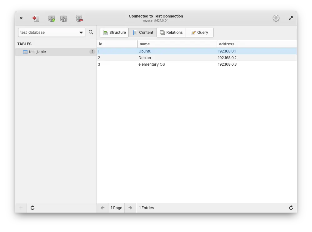 Database view